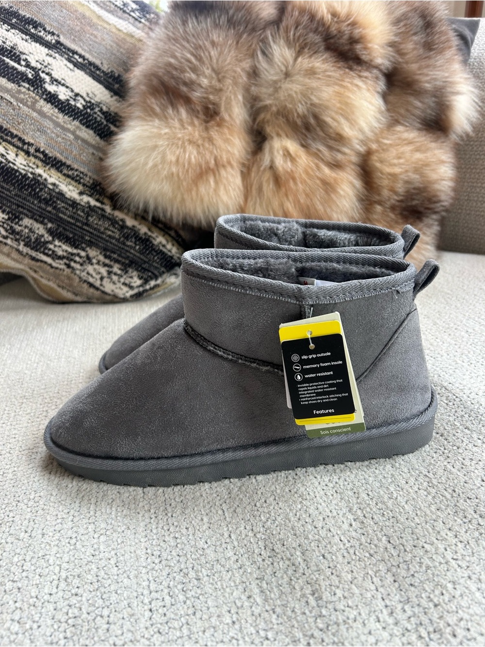 Ardene Gray Cozy Ankle Slippers